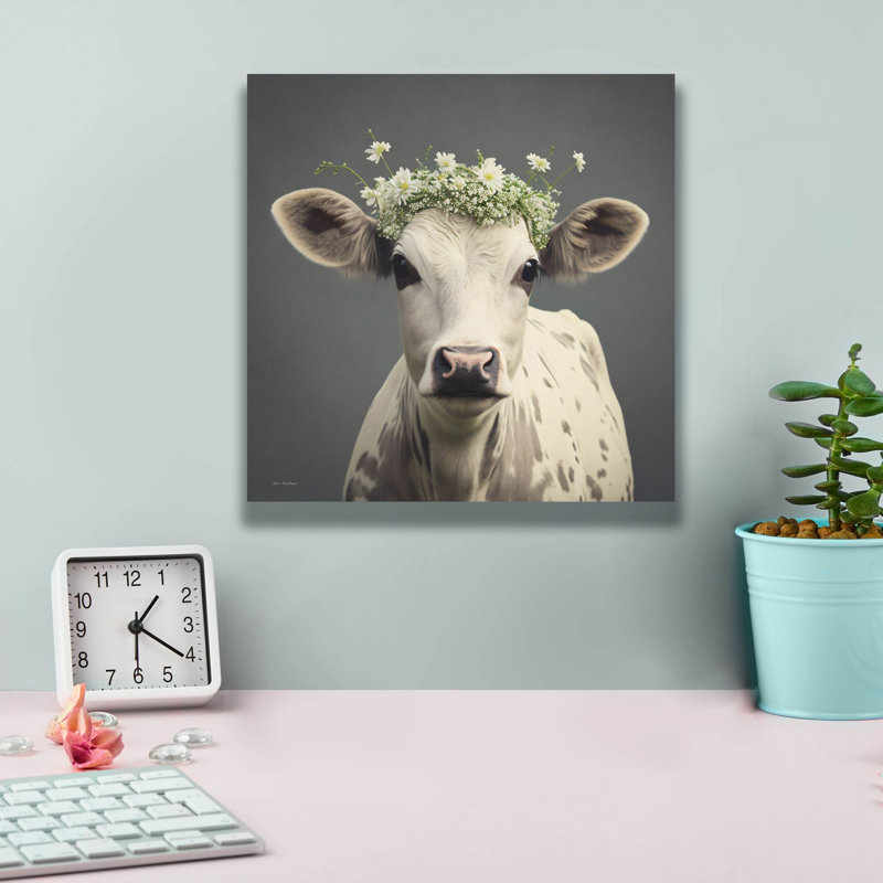 «Cow-ntry Charm» par Seven Trees Designs, art mural sur toile, H 12 po x l 12 po x P 0,75 po