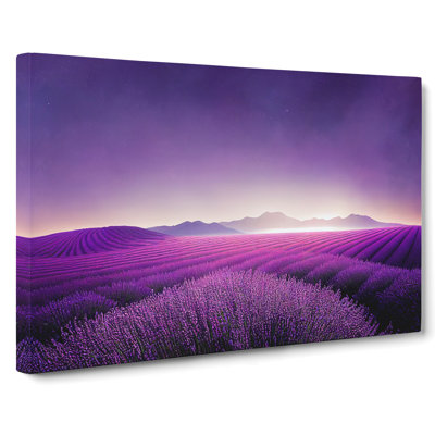 Sparkling Lavender Flower Field - Wrapped Canvas