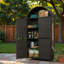 Grande armoire de rangement extérieure en osier avec tablettes réglables, tablette supérieure ouverte et pieds de support réglables en hauteur-1264447864
