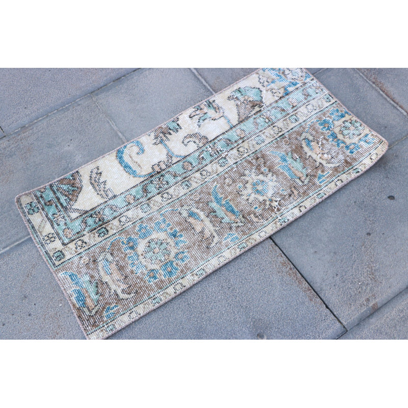 Vintage Turkish Anatolian Small Oushak Rug Ideal for Kids Room or Bathroom Décor