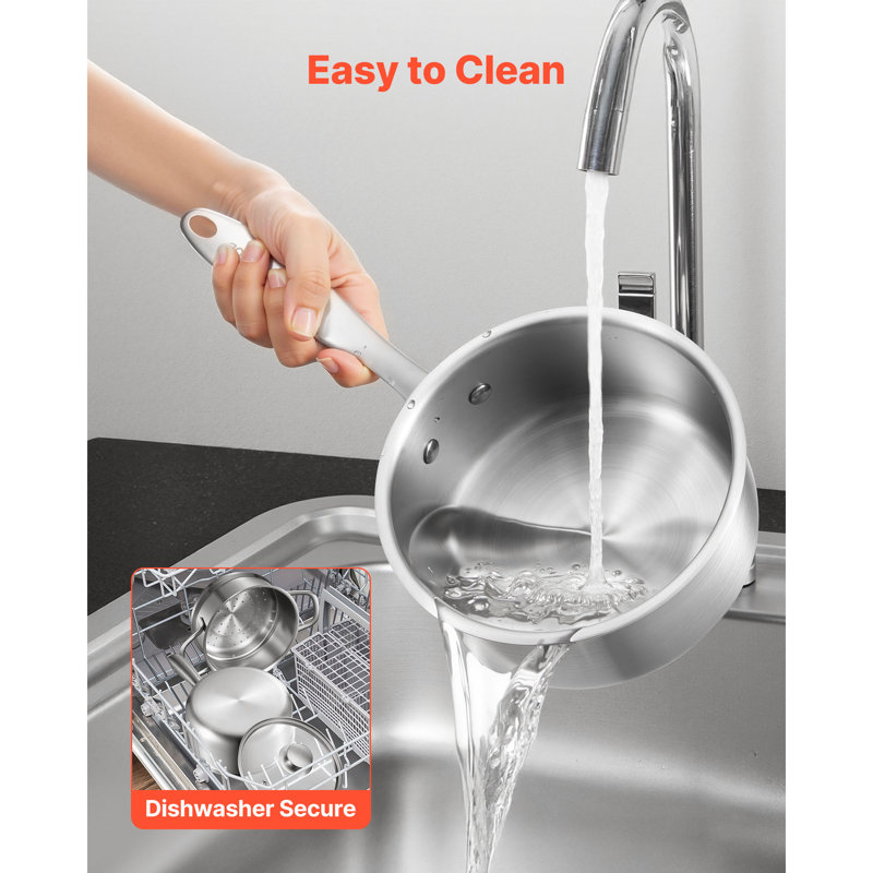 Casserole de 1,5 pte avec cuiseur à vapeur, casserole en acier inoxydable avec couvercle en verre, casserole antiadhésive polyvalente en acier inoxydable avec poignée ergonomique, compatible avec four, lave-vaisselle, cuisinière à induction
