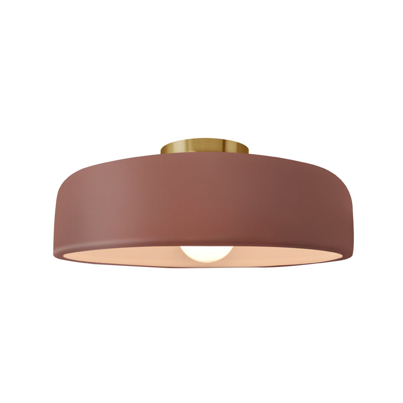 Plafonnier semi-encastré Radiance, Argile Canyon, Laiton brossé, H 6 po x l 13 po x P 13 po