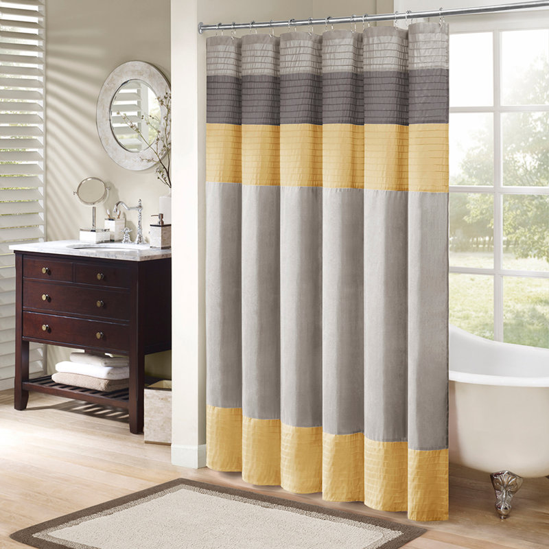 Rideau de douche en soie synthétique, Jaune