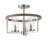 3-Light E12 Semi-Flush Ceiling Light, Nickel Metal with Clear Glass, Dimmable, UL Listed
