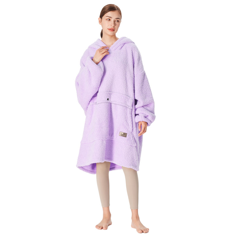 Surdimensionné en sherpa avec couverture molletonnée, couverture à capuche en molleton ultra doux pour femme, Mauve