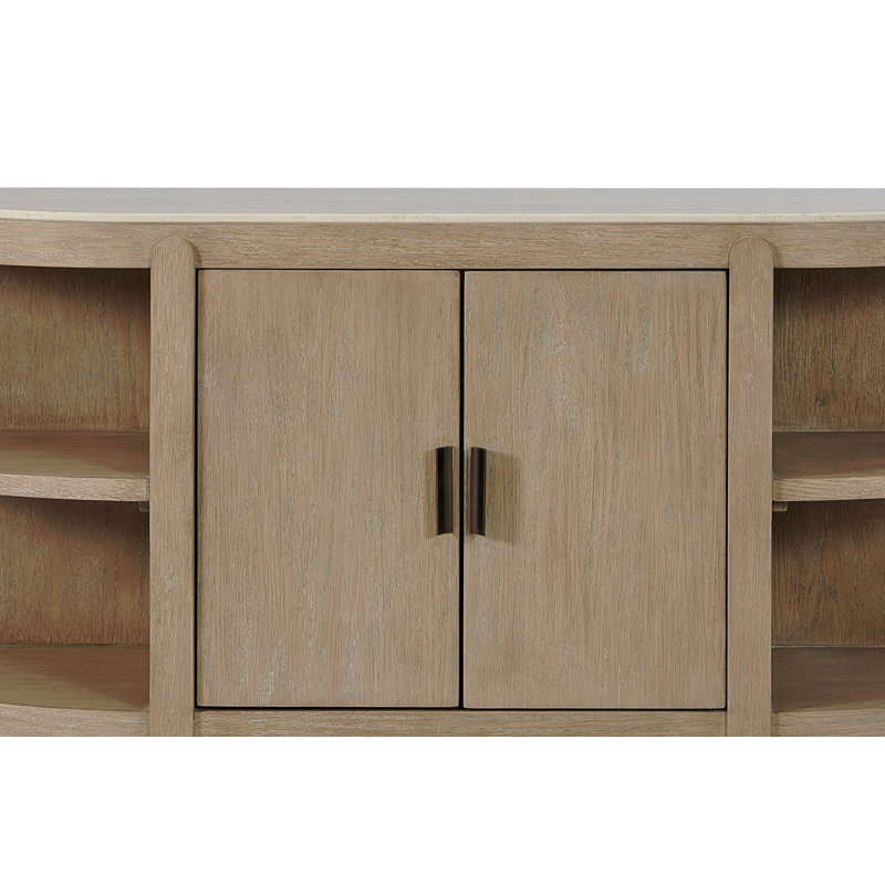 Console courbée à 2 portes avec plateau en marbre