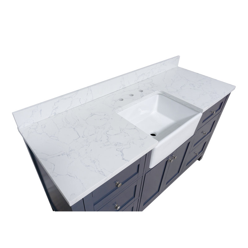 Charcoal Gray 60'' Single Bathroom Vanity with Engineered Stone Top