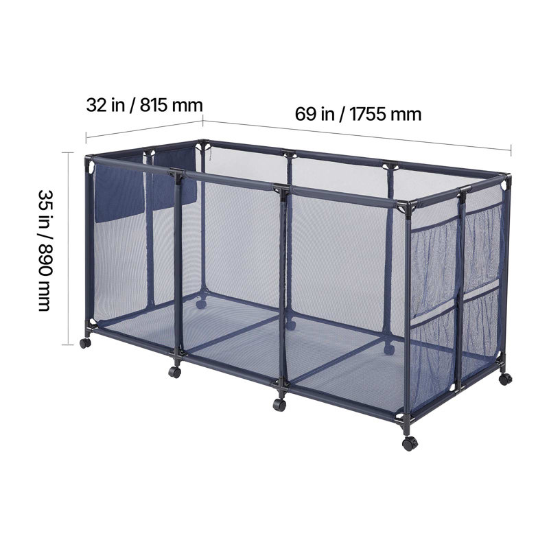 Bac de rangement pour piscine, 69 x 32 x 35 po, organisateur de rangement flottant pour piscine avec poches latérales et porte-nouilles, structure en métal durable, panier en filet respirant pour piscine
