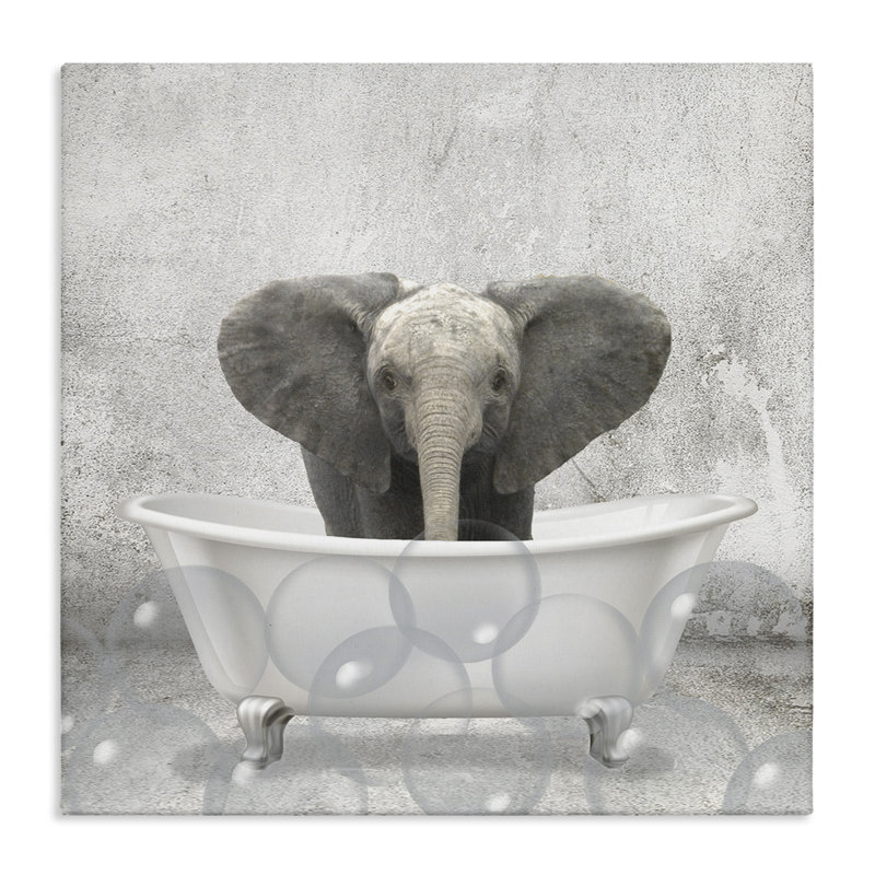 «Baby Elephant Bath Time Cute Animal», reproduction d'impression, H 24 po x l 24 po
