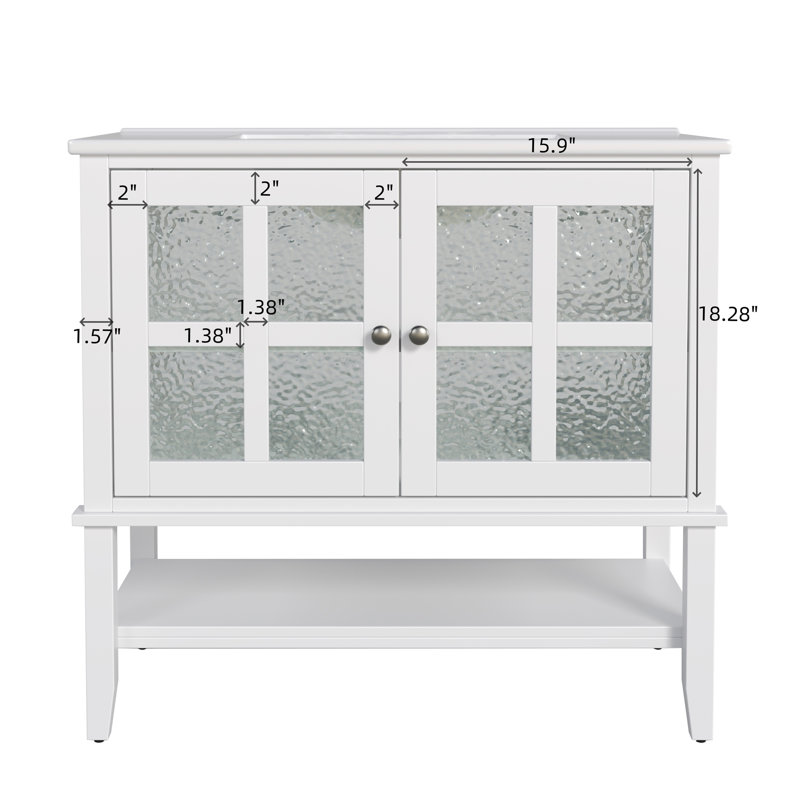 Meuble-lavabo 36 po avec lavabo en céramique, Blanc