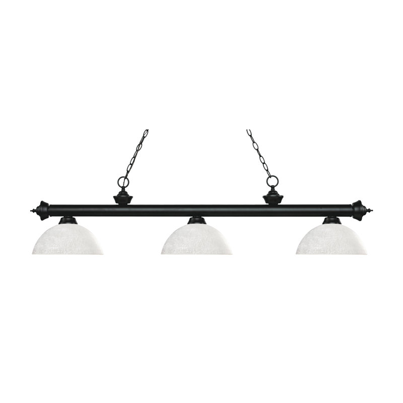 Chevelle 3 - Light Bowl Pendant, White Linen, Matte Black