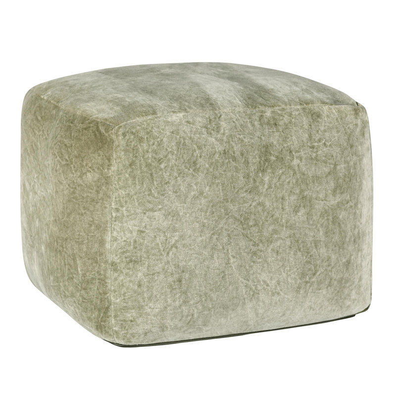 Heirloom Velvet Upholstered Floor Cushion Pouf, Sage Green