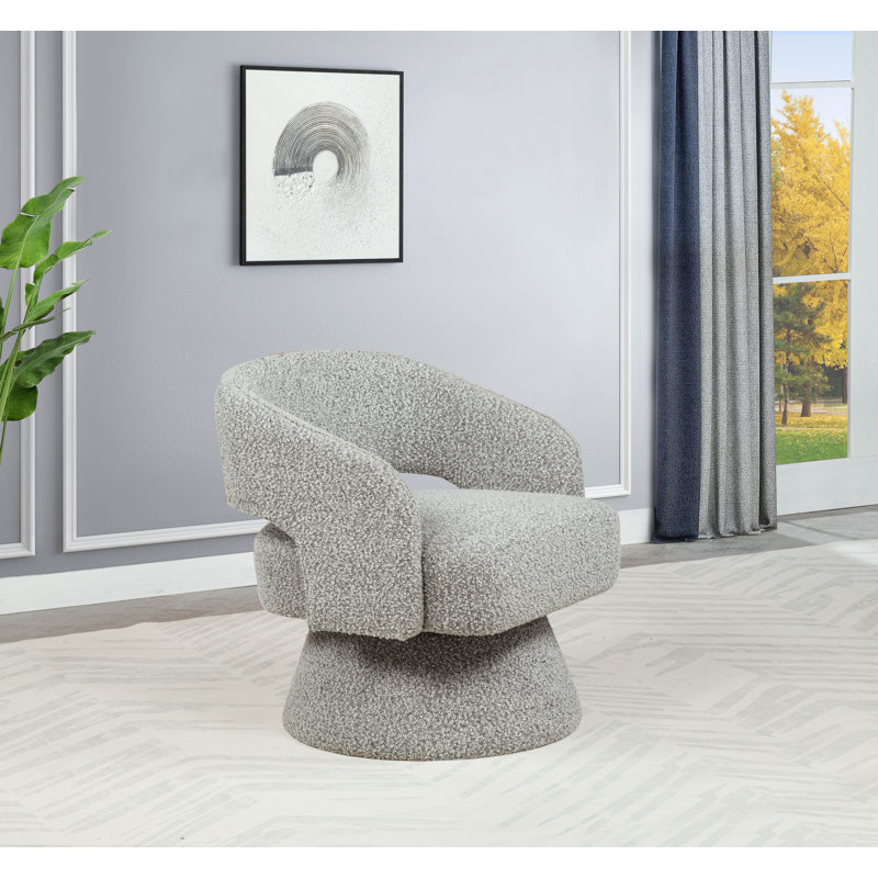 Fauteuil demi-tonneau rembourré pivotant, Ourson gris riche