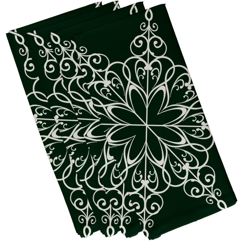 Ensemble de serviettes 4 pièces Snowflake, Vert foncé