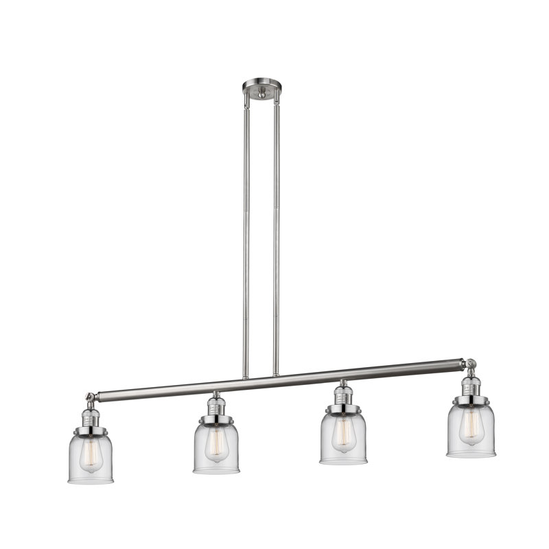Luminaire suspendu pour îlot de cuisine 4 lumières LeMaster, Transparent, Nickel poli