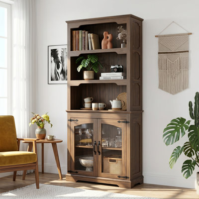70" H X 31.5" W Standard Bookcase With Glass Doors