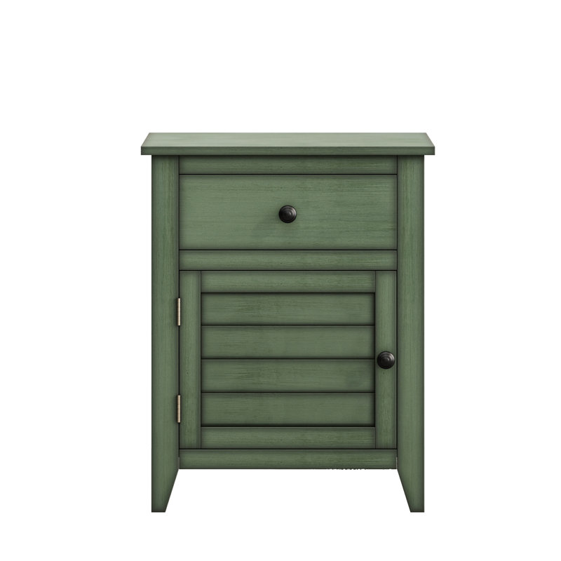 Table de chevet transitionnelle, tiroir de rangement, table de bout, Vert antique