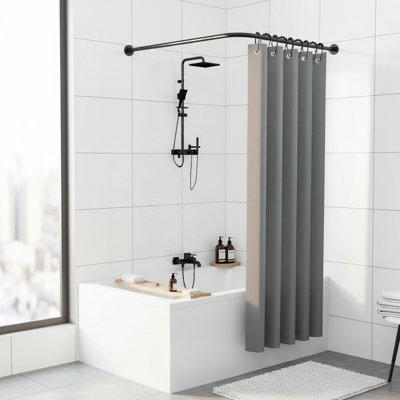Tringle de rideau de douche réglable en L de 23,6 po à 39,8 po - coin 90 °