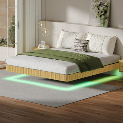 Cadre de lit flottant avec lumières DEL - aucun sommier nécessaire.
