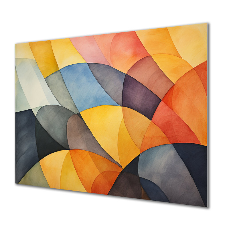 «Geometric Soft Colors Tiles II» - art mural géométrique en métal MT137587, H 16 po x l 32 po x P 1 po