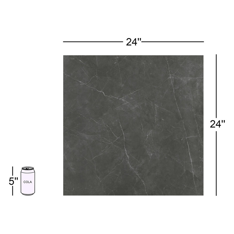 Sterlina II Asphalt 24 in. x 24 in. Matte Porcelain Floor and Wall Tile (15.5 sq. ft./Case), Asphalt 