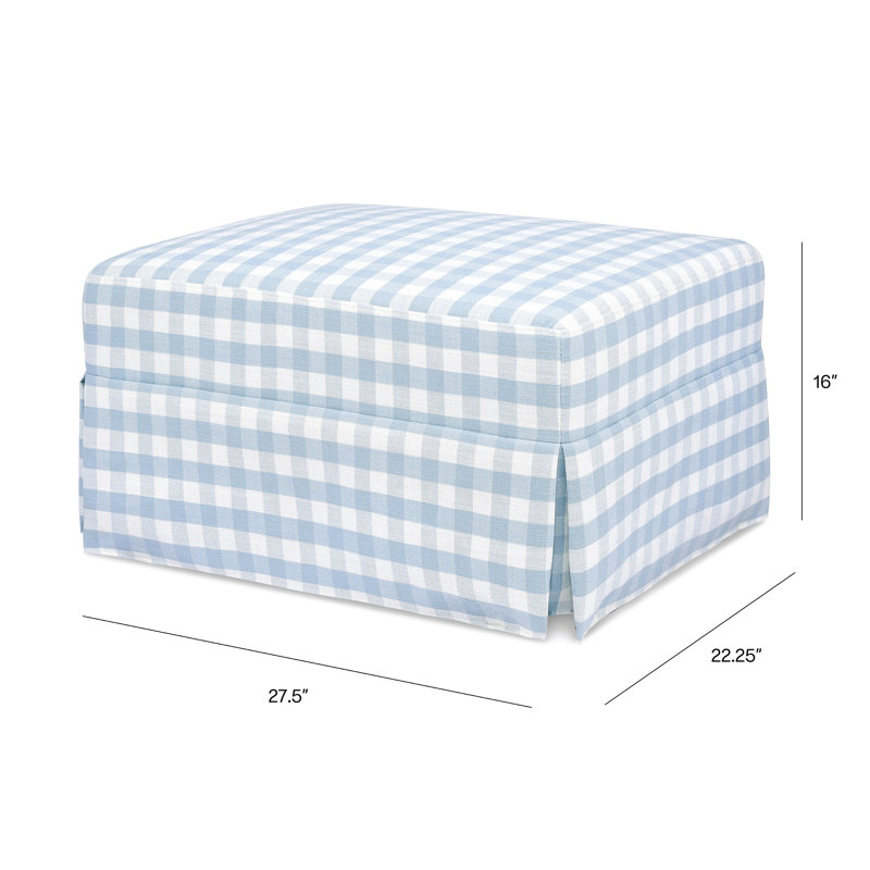 Crawford Ottoman, Blue Gingham
