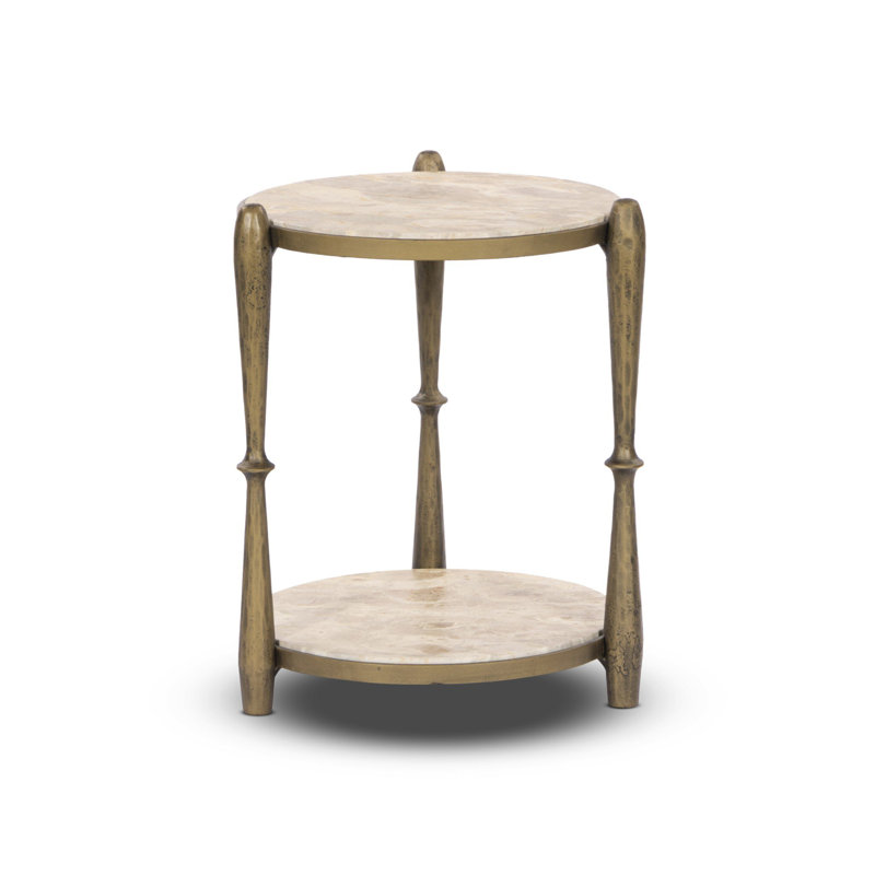 RUTHIE End Table, Brown/Brass