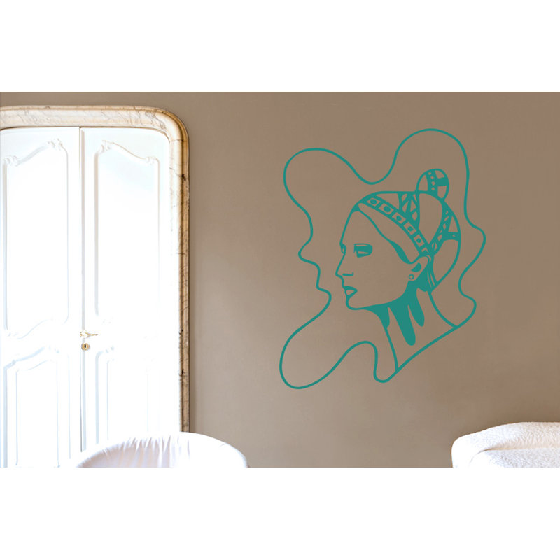 Art Nouveau Women Wall Sticker, Large, Aqua Green