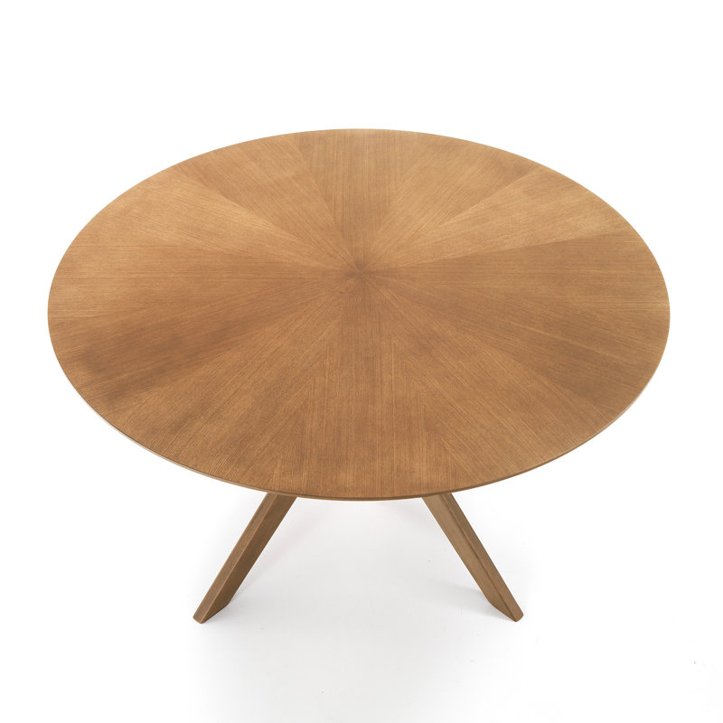 Oak Round Solid Wood Base Dining Table