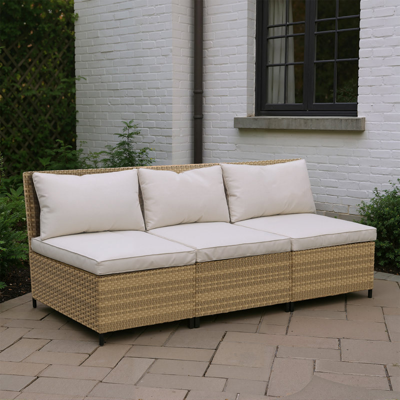 Causeuse d'extérieur résistante aux intempéries avec structure en acier galvanisé, coussins en oléfine pour le patio, Beige