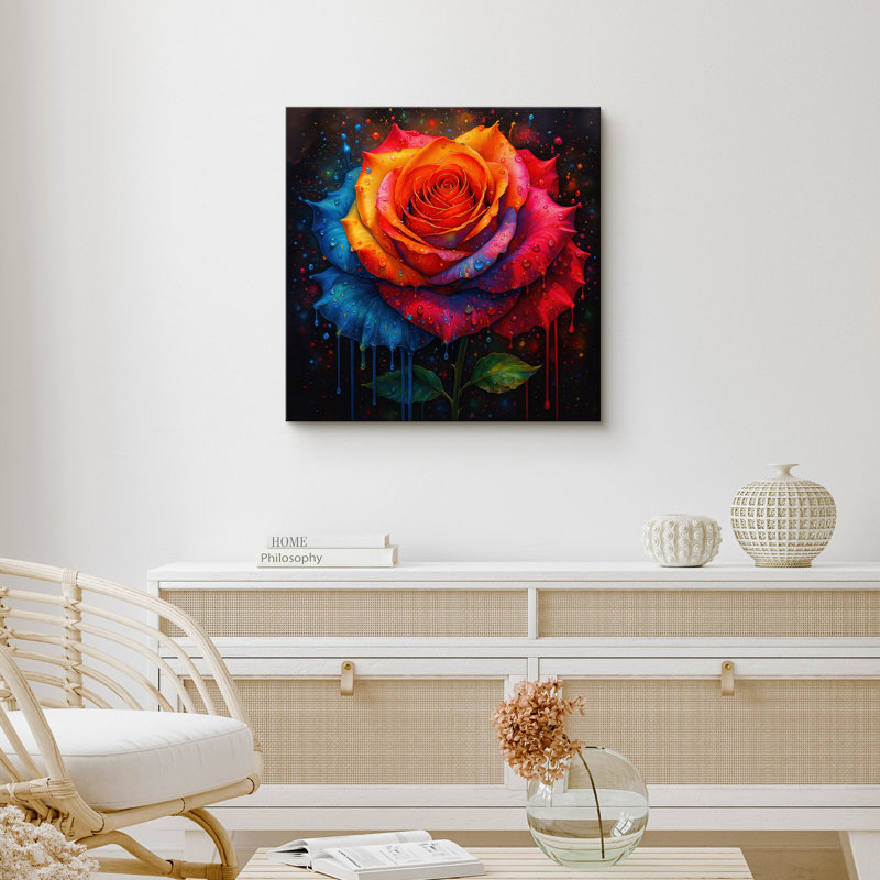 Œuvre d'art colorée, arc-en-ciel abstrait coloré, images botaniques modernes, impression sur toile encadrée, Toile tendue