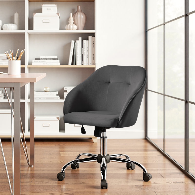 Knudtson Velvet Task Chair, Gray