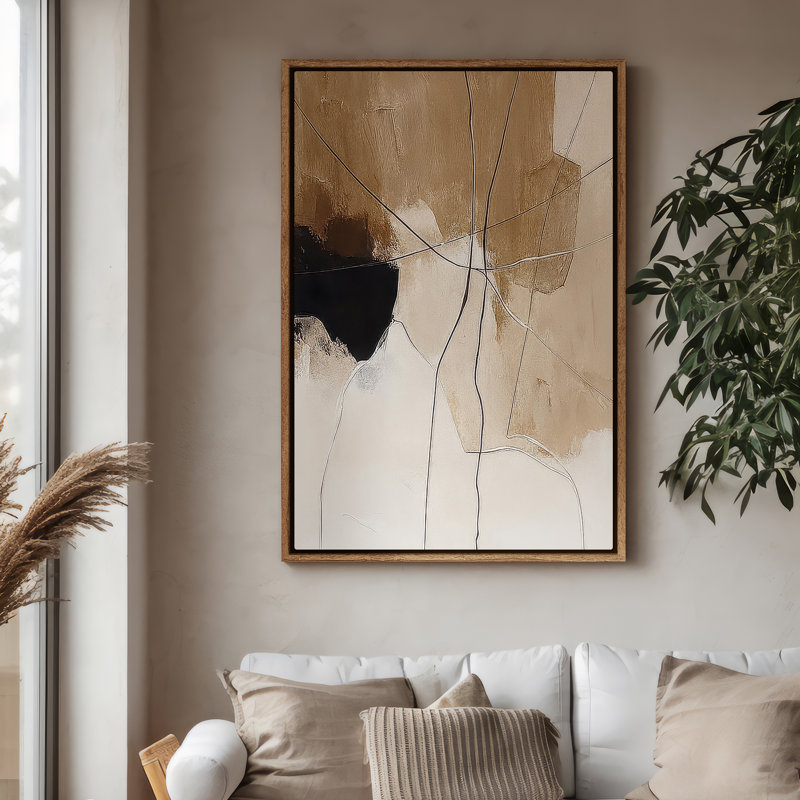 Art mural encadré sur toile, impressions murales abstraites rétro 24 "x 36", Naturel, H 36 po x l 24 po