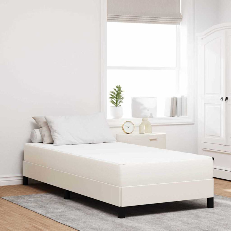 Vidaxl Bed Mattress With Mattress Cream Fabric, European Single (90 x 200 cm)