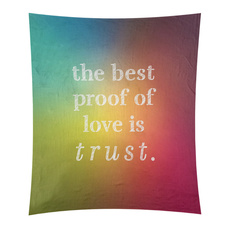 Tapisserie en polyester et citation manuscrite en polyester, H 27,5 po x l 37,5 po, Arc-en-ciel