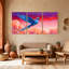 Oiseaux oiseaux bleus qui volent au-dessus de nuages colorés, ensemble de 3 impressions sur toile-852568258