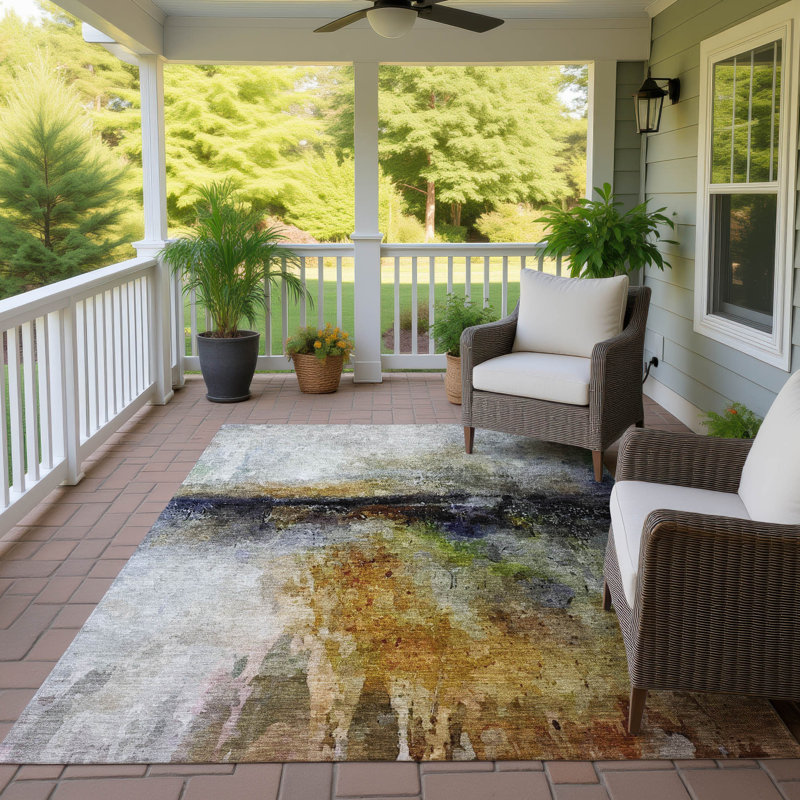 Machine Washable Indoor/Outdoor Chantille ACN2739 Modern Rug, 9' x 12', Copper