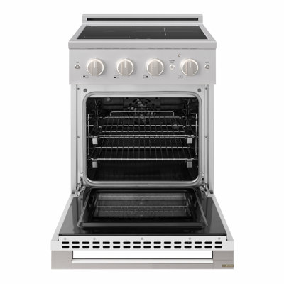 ZLINE 24 in. Marino Induction Range with 3 Element Cooktop and Electric Oven with White Matte Door