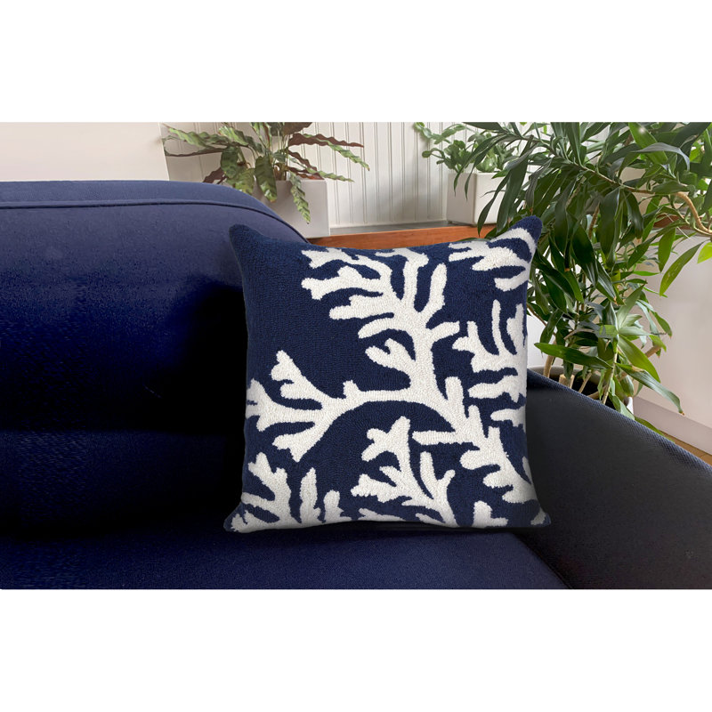  Coral Outdoor Square Pillow Cover & Insert, Navy