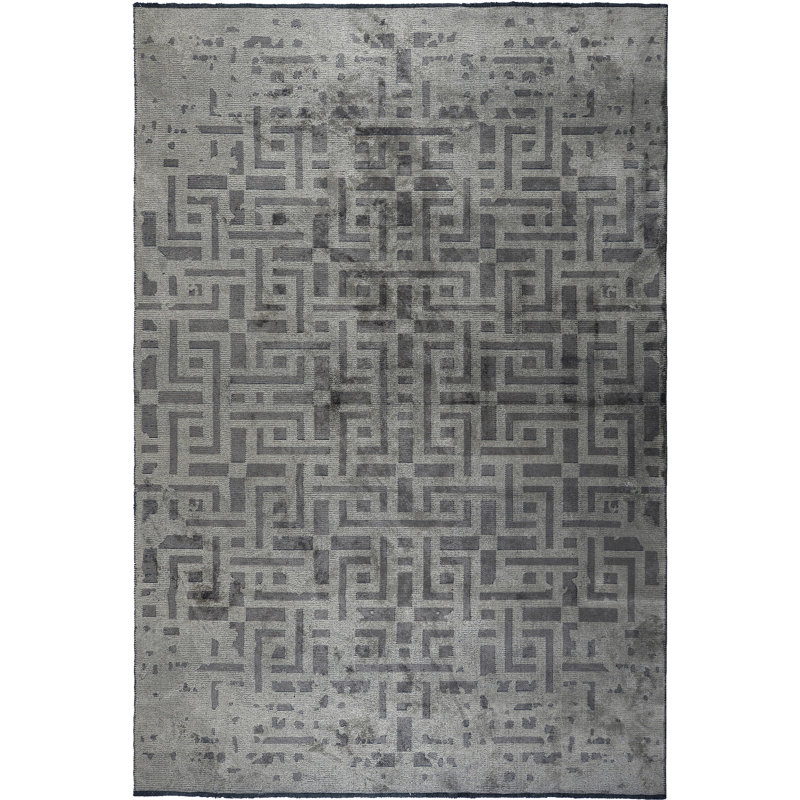 Rapture Gray Geometric Luxury Area Rug, Rectangle 7'10" x 11'2"