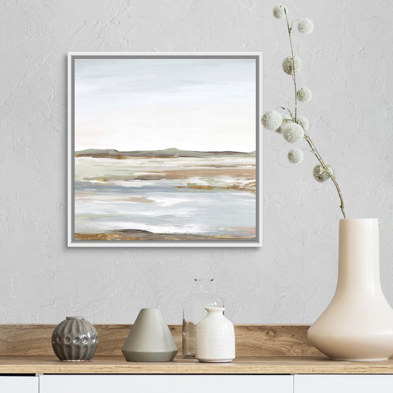 «Vastness I» par Eva Watts - reproduction d'art, H 18 po x l 18 po, Toile avec cadre photo, Blanc