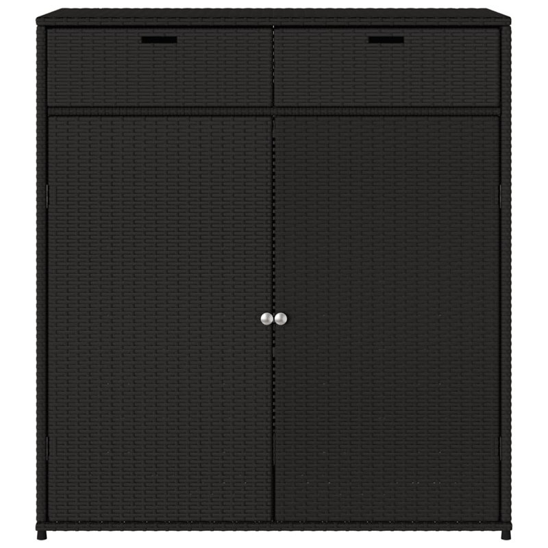 Garden Storage Cabinet 105X55x113 Cm Poly Rattan, Black