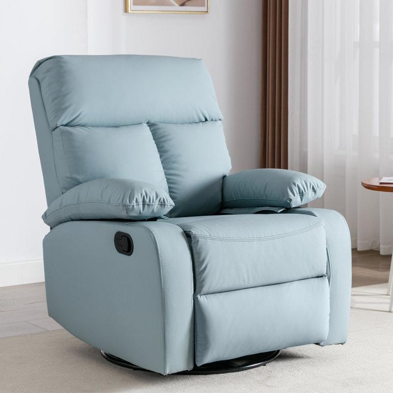 Swivel Rocker Recliners For Small Spaces,rocking Recliner Chair For Nursery,rv Recliners With Overstuffed Arm And Back-Blue