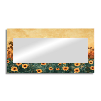 Sunflowers Brown Harvest Glow I - Floral Mirror Wall Art - Printed On Metal