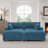 3 - Piece Upholstered Light Gray Faux Rabbit Fur Flannel Reversible Modular Sofa Living Room Sectional Couch with Ottoman-1401125660-1401125648