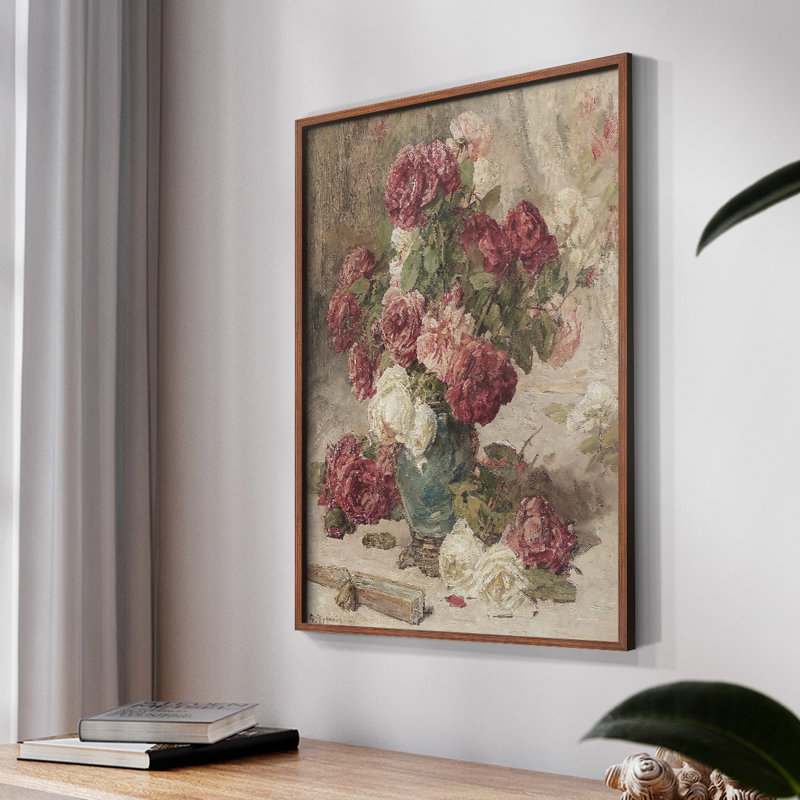 «Vintage Floral Lxxiii» sur papier, H 14 po x l 11 po, Noyer