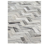 Vamos Cowhide Geometric Area Rug in Gray