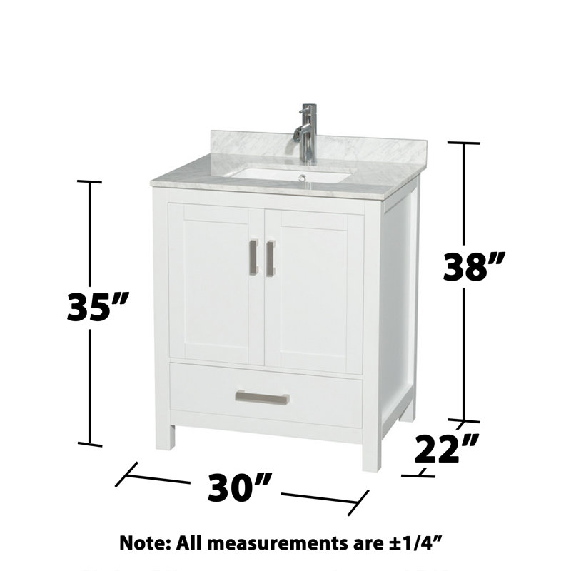 Sheffield 30" Freestanding Single Bathroom Vanity with Marble Top, White