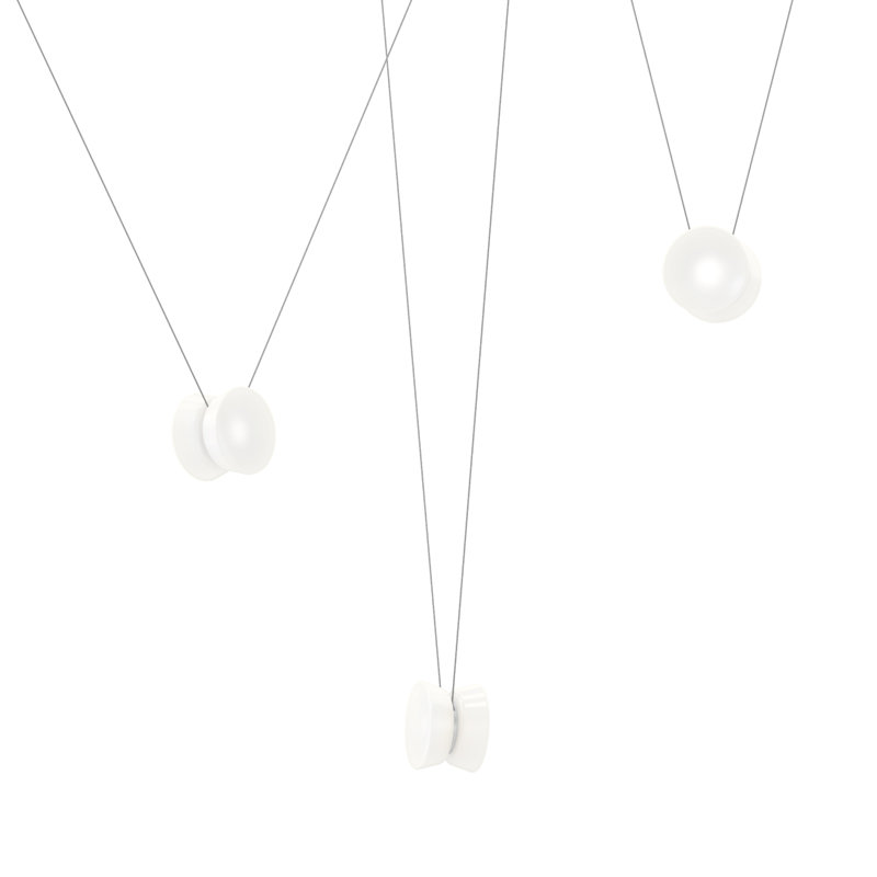 Luminaire suspendu 3 lumières Yo-Yo, Verre blanc, 3 lumières
