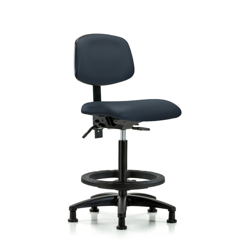 Nicholas Vinyl Drafting Chair, Glides, Imperial Blue, Included